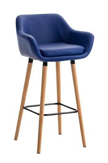 Tabouret de bar Grant simili cuir bleu 46x55x99 simili cuir bleu Wood 1