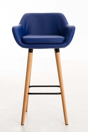 Tabouret de bar Grant simili cuir bleu 46x55x99 simili cuir bleu Wood 2