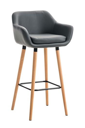 Tabouret de bar Grant simili cuir Gris 46x55x99 Simili cuir gris Bois 1