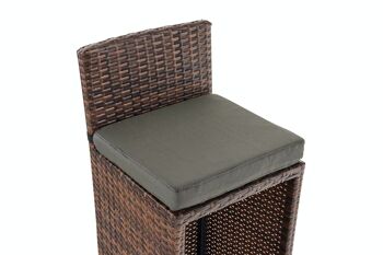 Tabouret de bar extérieur Lenox rotin plat anthracite marron chiné 36,5x40x100,5 aluminium plastique marron chiné 3