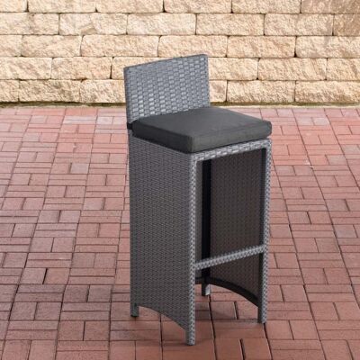 Outdoor bar stool Lenox anthracite flat rattan Gray 36.5x40x100.5 Gray plastic aluminum