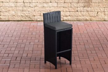 Tabouret de bar extérieur Lenox rotin plat anthracite noir 36,5x40x100,5 aluminium plastique noir 1