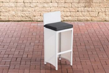 Tabouret de bar extérieur Lenox anthracite rotin plat blanc 36,5x40x100,5 aluminium plastique blanc 1