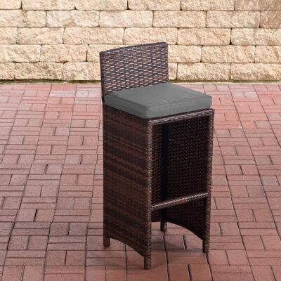 Outdoor Barhocker Lenox eisengrau flach Rattan braun meliert 36,5x40x100,5 braun meliert Kunststoff Aluminium