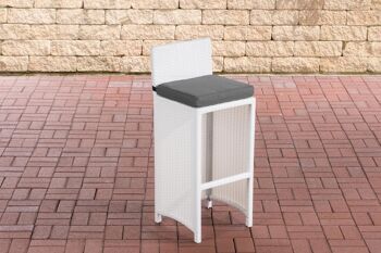 Tabouret de bar extérieur Lenox fer gris rotin plat blanc 36,5x40x100,5 aluminium plastique blanc 1