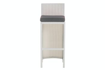 Tabouret de bar extérieur Lenox fer gris rotin plat blanc 36,5x40x100,5 aluminium plastique blanc 2