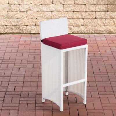 Sgabello da bar da esterno Lenox rosso rubino piatto rattan bianco 36,5x40x100,5 bianco plastica alluminio