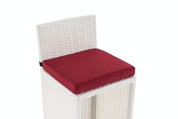 Tabouret de bar extérieur Lenox rouge rubis rotin plat blanc 36,5x40x100,5 aluminium plastique blanc 3