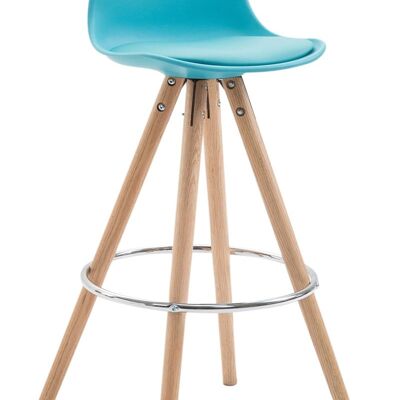 Barhocker Franklin Kunstleder Round Natura (Eiche) blau 44x38x94,5 blauer Kunststoff Holz