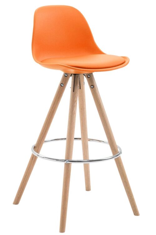 Barkruk Franklin kunstleer Rond Natura (eiken) oranje 44x38x94,5 oranje plastic Hout