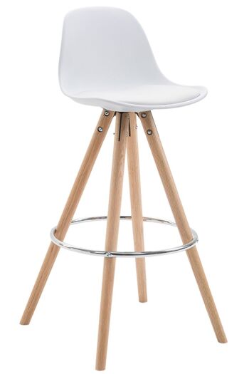 Tabouret de bar Franklin similicuir rond Natura (chêne) blanc 44x38x94,5 plastique blanc Bois 1