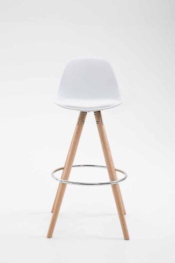 Tabouret de bar Franklin similicuir rond Natura (chêne) blanc 44x38x94,5 plastique blanc Bois 2