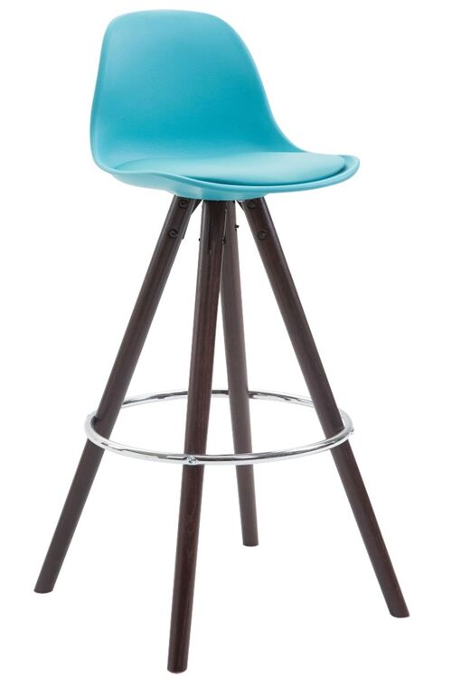 Barkruk Franklin imitatieleer Rond Cappuccino (eiken) blauw 44x38x94,5 blauw plastic Hout