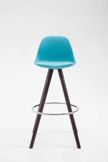 Tabouret de bar Franklin simili cuir Round Cappuccino (chêne) bleu 44x38x94,5 plastique bleu Bois 2