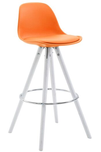 Tabouret de bar Franklin rond simili cuir blanc (chêne) orange 44x38x94,5 plastique orange Bois 1