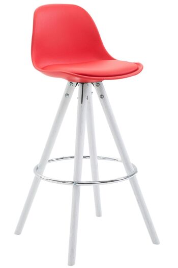 Tabouret de bar Franklin simili cuir rond blanc (chêne) rouge 44x38x94,5 plastique rouge Bois 1