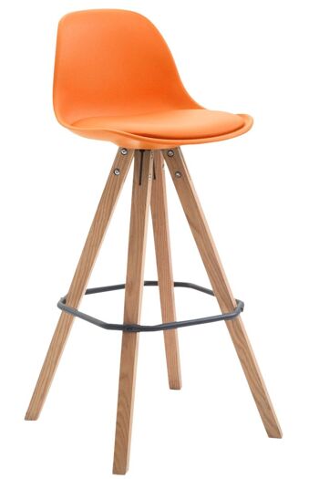 Tabouret de bar Franklin carré simili cuir Natura (chêne) orange 44x38x94,5 plastique orange Bois 1