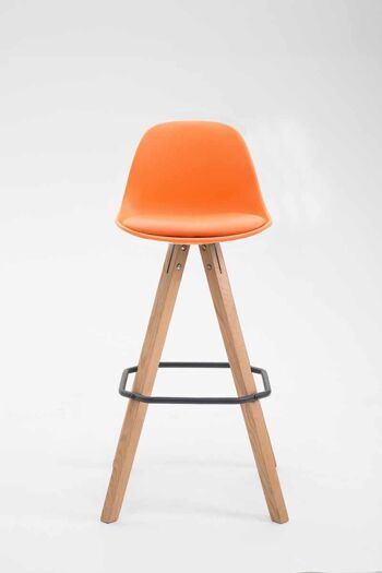 Tabouret de bar Franklin carré simili cuir Natura (chêne) orange 44x38x94,5 plastique orange Bois 2