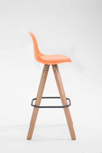 Tabouret de bar Franklin carré simili cuir Natura (chêne) orange 44x38x94,5 plastique orange Bois 3