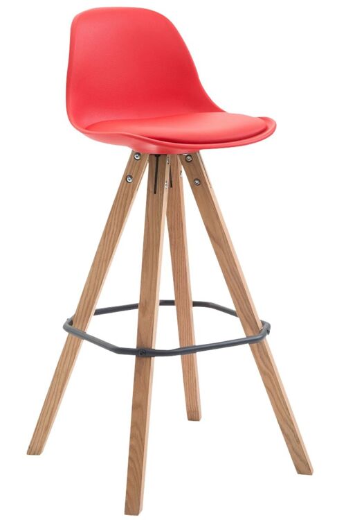 Barkruk Franklin imitatieleer Vierkant Natura (eiken) rood 44x38x94,5 rood plastic Hout