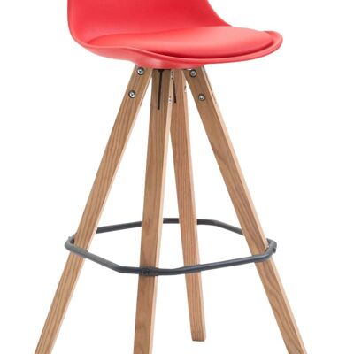 Bar stool Franklin imitation leather Square Natura (oak) red 44x38x94.5 red plastic Wood