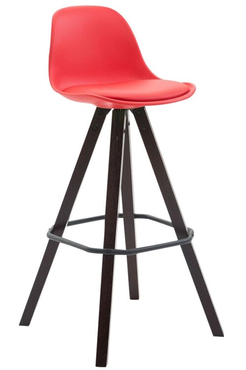 Barkruk Franklin imitatieleer Vierkant Cappuccino (eiken) rood 44x38x94,5 rood plastic Hout