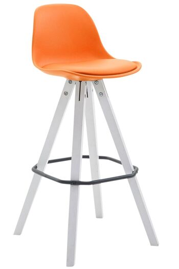 Tabouret de bar Franklin en similicuir Square Blanc (chêne) orange 44x38x94,5 plastique orange Bois 1