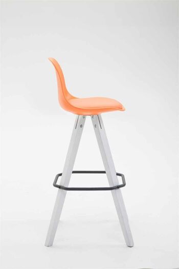 Tabouret de bar Franklin en similicuir Square Blanc (chêne) orange 44x38x94,5 plastique orange Bois 3