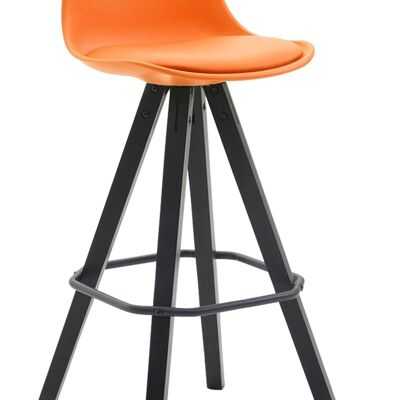 Taburete de bar Franklin polipiel Cuadrado Negro (roble) naranja 44x38x94,5 plástico naranja Madera