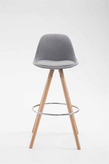 Tabouret de bar Franklin rond en tissu Natura (chêne) Gris 44x38x94.5 Gris Matière Bois 2