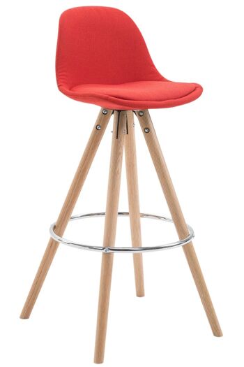 Tabouret de bar Franklin rond en tissu Natura (chêne) rouge 44x38x94,5 rouge Matière Bois 3