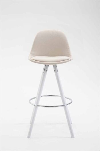 Tabouret de bar Franklin rond en tissu blanc (chêne) crème 44x38x94,5 crème Matière Bois 2