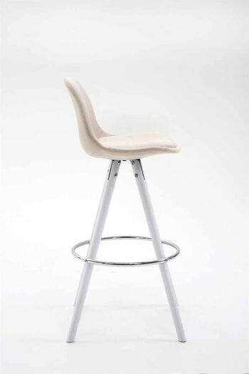 Tabouret de bar Franklin rond en tissu blanc (chêne) crème 44x38x94,5 crème Matière Bois 3