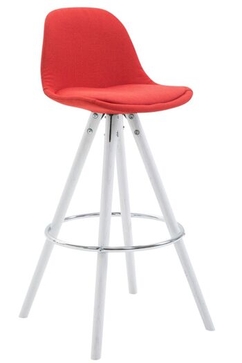 Tabouret de bar Franklin rond en tissu blanc (chêne) rouge 44x38x94,5 rouge Matière Bois 1