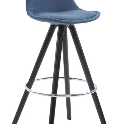 Barhocker Franklin Stoff Rund Schwarz (Eiche) Blau 44x38x94,5 Blau Material Holz