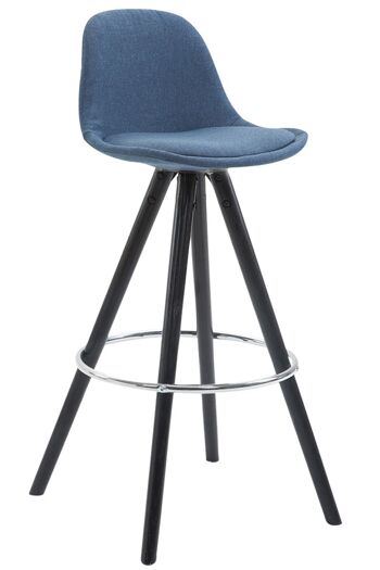 Tabouret de bar Franklin Tissu Rond Noir (chêne) bleu 44x38x94.5 bleu Matière Bois 1