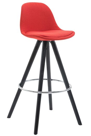 Tabouret de bar Franklin Tissu Rond Noir (chêne) rouge 44x38x94.5 rouge Matière Bois 1