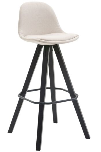 Tabouret de bar Franklin Tissu Carré Noir (chêne) crème 44x38x94,5 crème Matière Bois 1