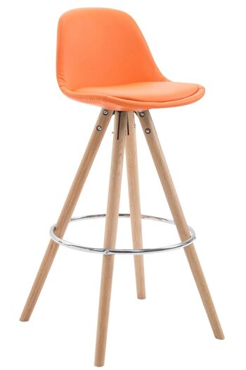 Tabouret de bar Franklin entièrement rembourré en cuir artificiel Round Natura (chêne) orange 44x38x95 cuir artificiel orange Bois 1