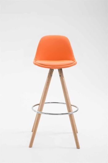 Tabouret de bar Franklin entièrement rembourré en cuir artificiel Round Natura (chêne) orange 44x38x95 cuir artificiel orange Bois 2