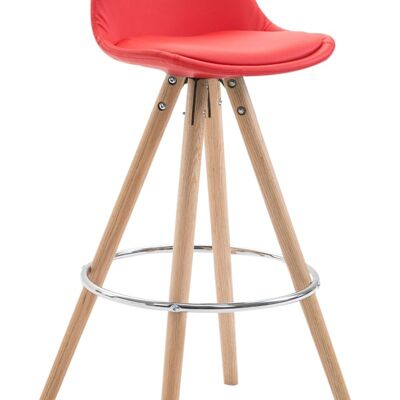 Barhocker Franklin vollgepolstert Kunstleder Round Natura (Eiche) rot 44x38x95 rotes Kunstleder Holz