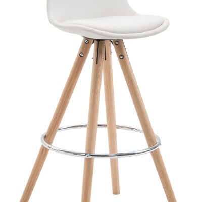 Tabouret de bar Franklin entièrement rembourré en cuir artificiel Round Natura (chêne) blanc 44x38x95 cuir artificiel blanc Bois