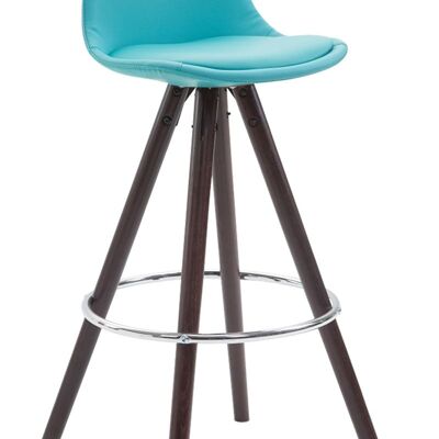 Barhocker Franklin vollgepolstert Kunstleder Round Cappuccino (Eiche) blau 44x38x95 blaues Kunstleder Holz