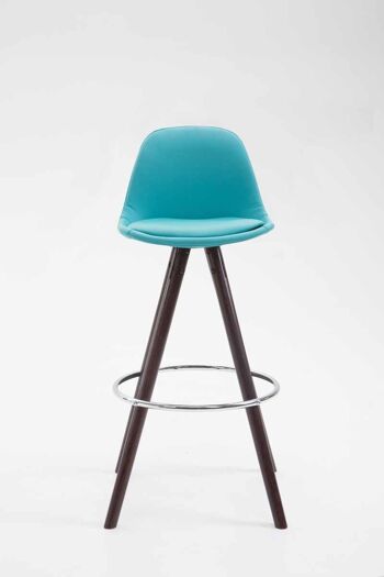 Tabouret de bar Franklin entièrement rembourré simili cuir Round Cappuccino (chêne) bleu 44x38x95 simili cuir bleu Bois 2