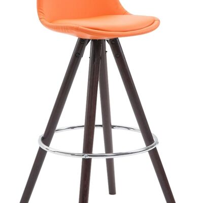 Taburete de bar Franklin totalmente tapizado símil piel Redondo Cappuccino (roble) naranja 44x38x95 símil piel naranja Madera