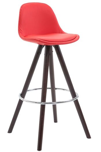 Tabouret de bar Franklin entièrement rembourré simili cuir Round Cappuccino (chêne) rouge 44x38x95 simili cuir rouge Bois 1