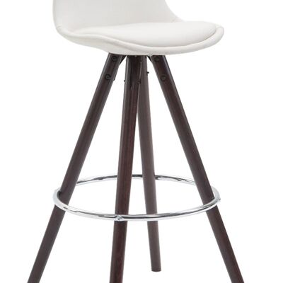 Bar stool Franklin fully upholstered imitation leather Round Cappuccino (oak) white 44x38x95 white imitation leather Wood