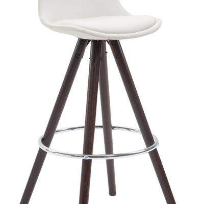 Tabouret de bar Franklin entièrement rembourré simili cuir Round Cappuccino (chêne) blanc 44x38x95 simili cuir blanc Bois