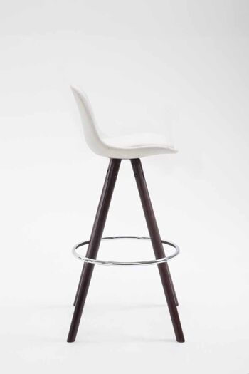 Tabouret de bar Franklin entièrement rembourré simili cuir Round Cappuccino (chêne) blanc 44x38x95 simili cuir blanc Bois 3