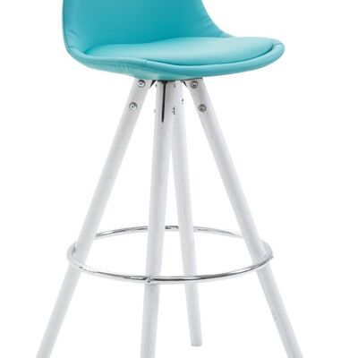 Bar stool Franklin fully upholstered imitation leather round white (oak) blue 44x38x95 blue leatherette Wood